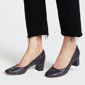 Kate Spade “Dolores” Black Glitter Pumps